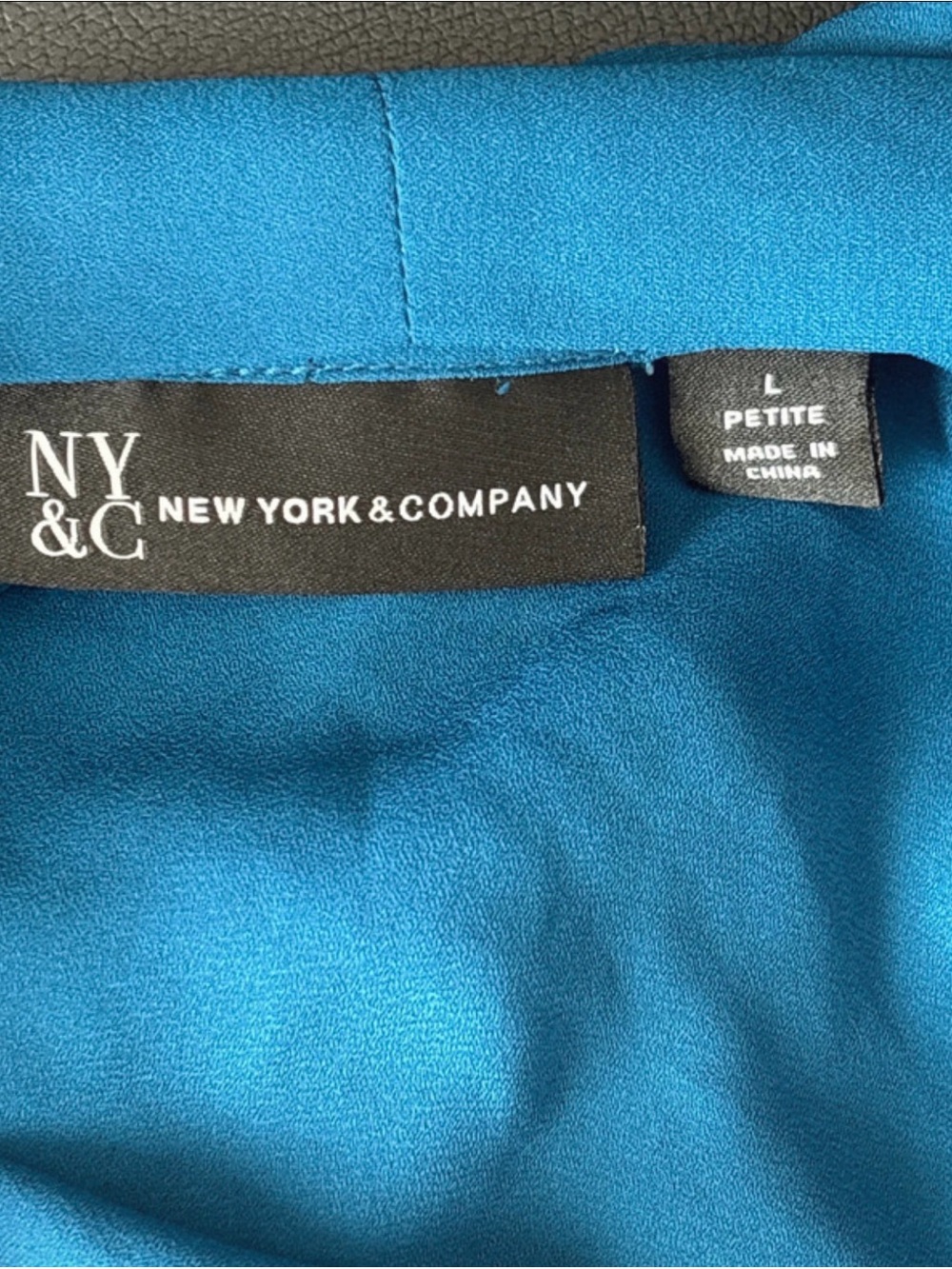 New York & Company Blue Long-Sleeve Tie Neck Blouse - Picture 3 of 3